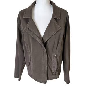 Torrid Moto Jacket Womens Size 2 2X Plus Mineral Washed Taupe Zipper Pockets